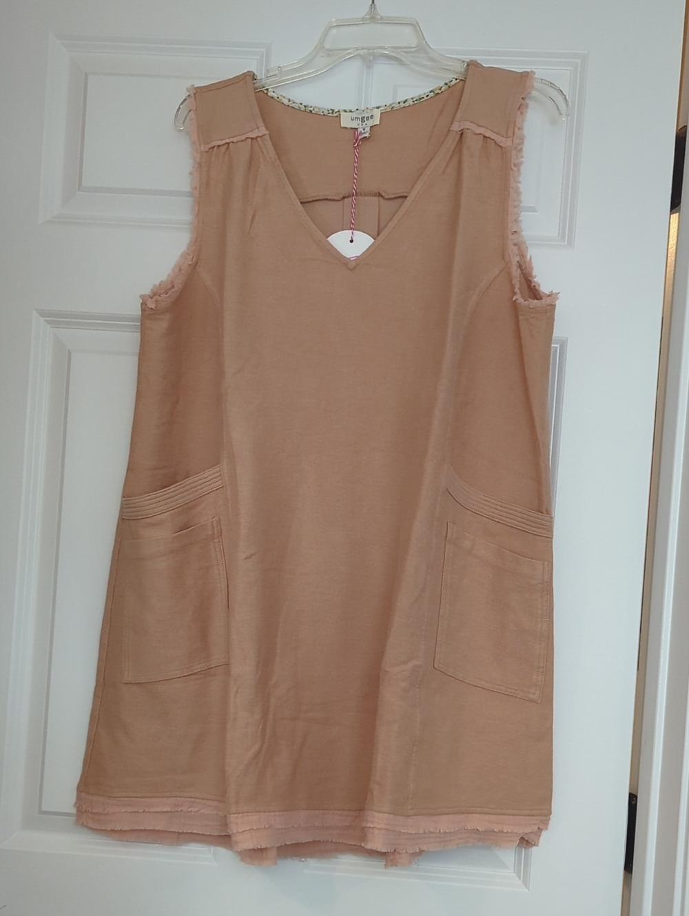 Umgee Sleeveless Shift Dress in Blush Peach